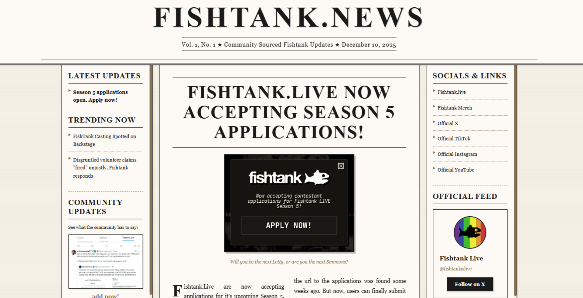 Fishtank News platform